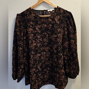 Monday Fun Floral smocked shoulder blouse